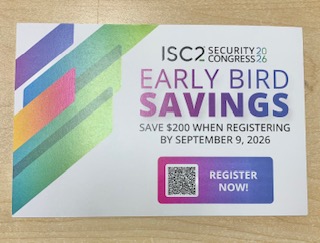 ISC2 Card, Two-Sided, 6x4, Early Bird Savings, Security Congress